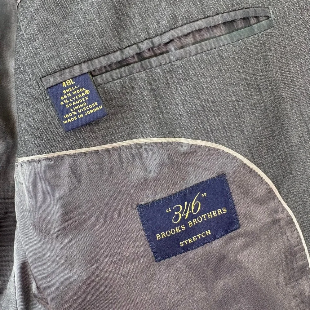 Brooks Brothers 346 Grey Blazer Men's 48 Long Stretch‎ Wool Sport Coat Jacket